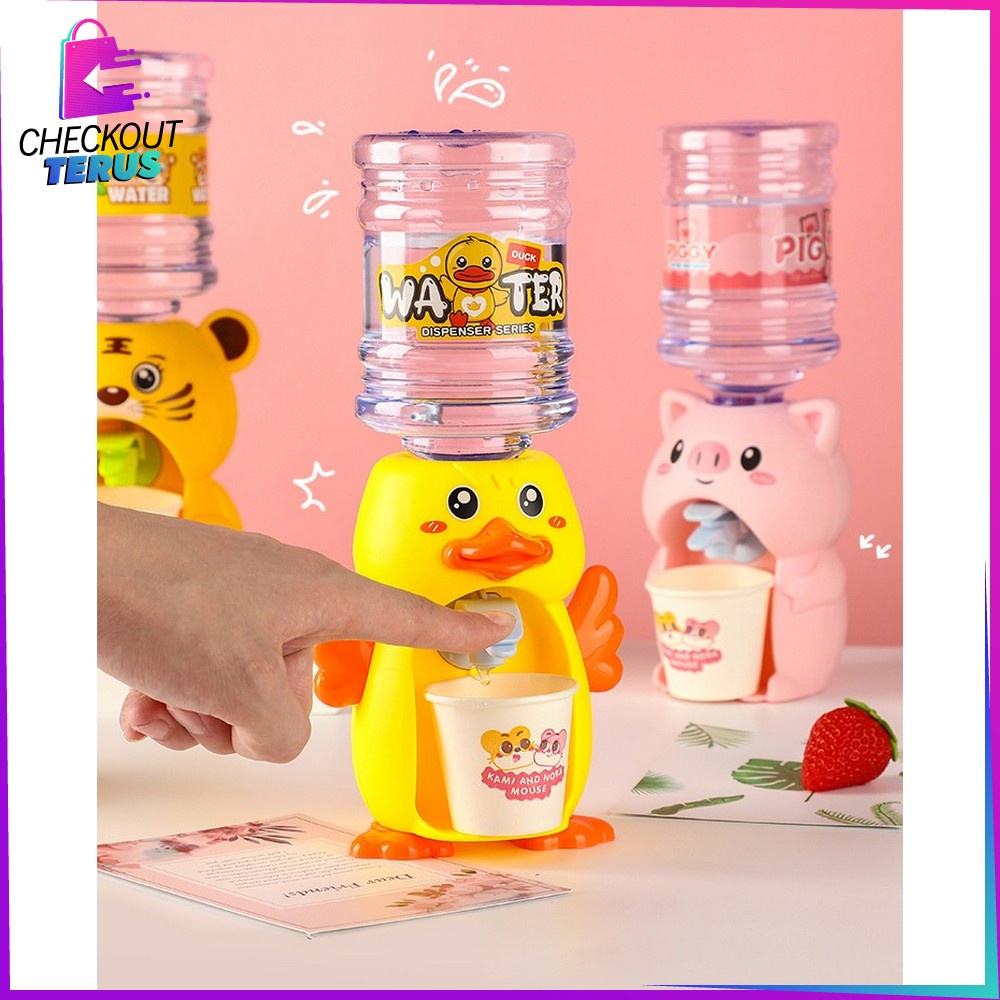 CT M295 Dispenser Mini Air Minum Anak Karakter Bebek Kartun Mainan Tempat Air Minum Dispenser Air Galon Portable