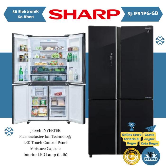 KULKAS SHARP SJ-IF91PG-GB SIDE BY SIDE 4PINTU GLASS INVERTER