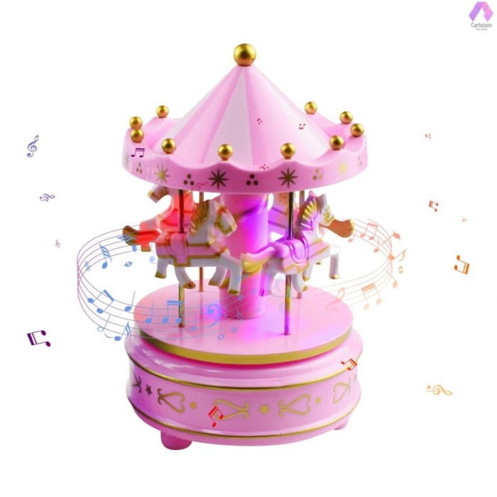 Mainan Kotak Musik Bentuk Komidi Putar 4 Kuda