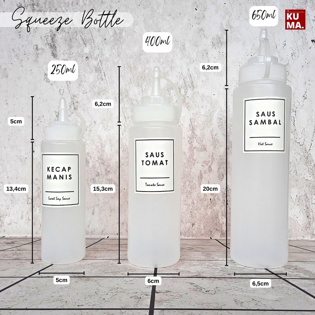 SQUEEZE BOTTLE 400ml Putih LDPE | Botol kecap manis saus sambal saus tomat susu kental manis dengan tutup mudah dipencet