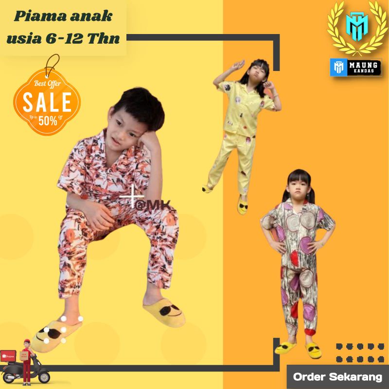 Piyama Anak Usia 6-12 Tahun  Setelan Baju Tidur Anak