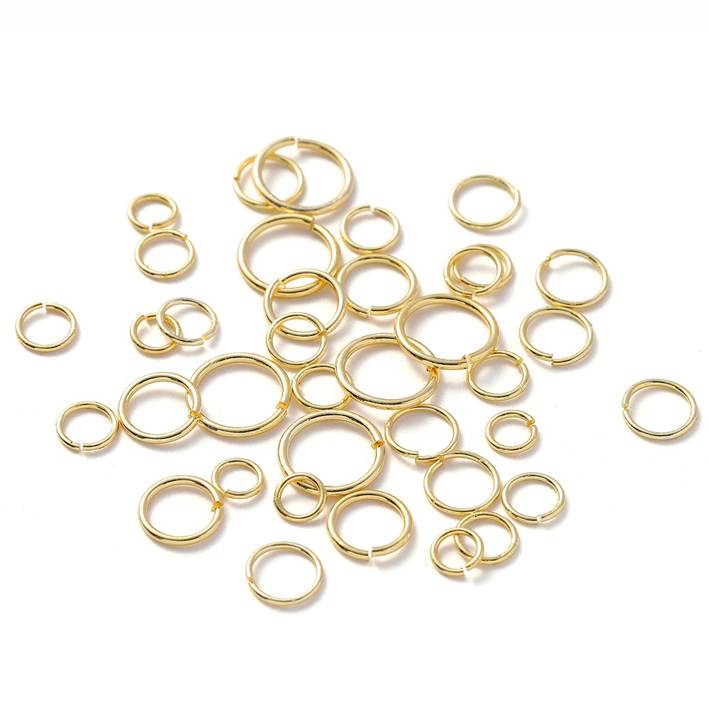 St .Kunkka 50Pcs / Set Cincin Lapis Emas 18K Untuk Membuat Perhiasan DIY