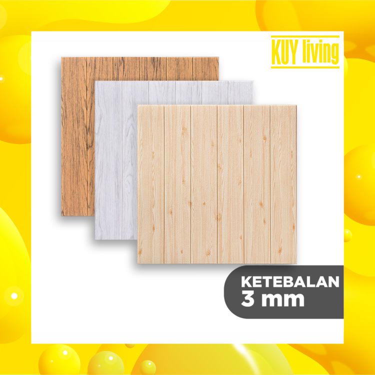 Wallpaper Dinding 3D 70cm Motif Kayu Wood Foam Dekorasi Dinding / Walpaper 3D Motif Kayu Wood Foam