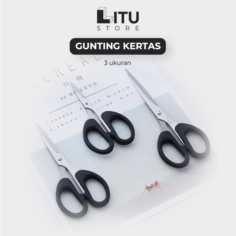 

gunting kertas rambut stainless steel papper scissor hitam