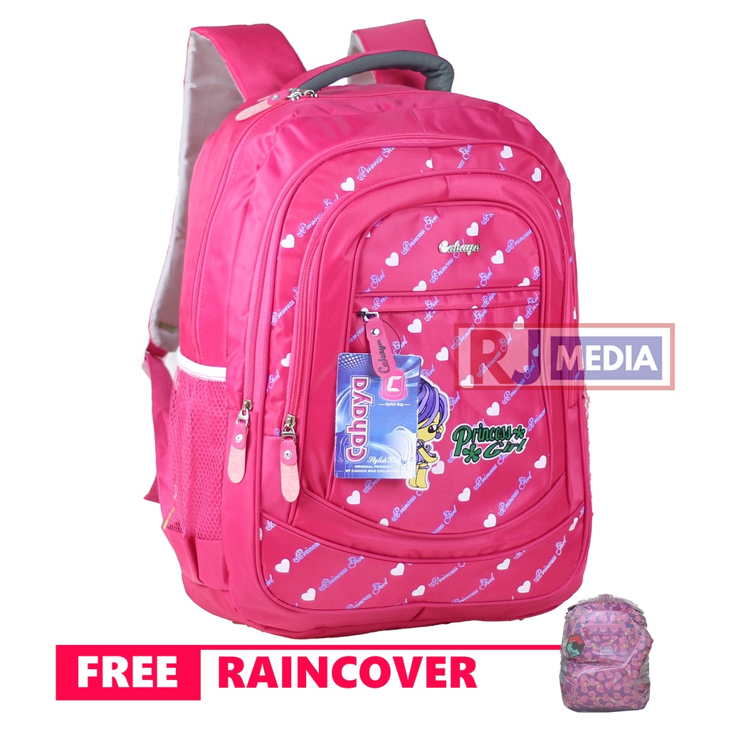 Tas Anak Perempuan Princess Ransel Cewek Premium Cahaya Princess Warna Pink Backpack Sekolah Anak Perempuan SD SMP Free Raincover Tas Piknik Jalan Traveling Girls Premium Backpack Bahan Tebal Jahitan Kuat Kapasitas Besar