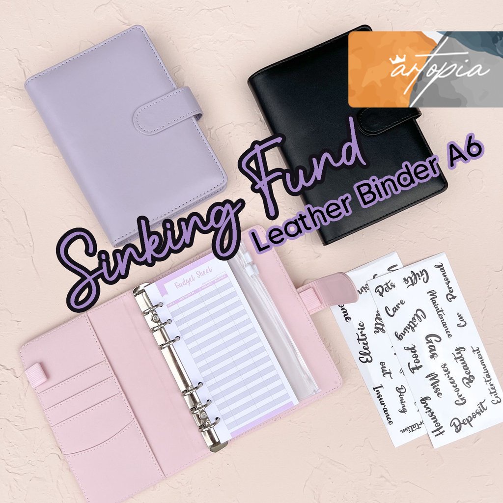 [Artopia] [A6] SINKING FUND BINDER LEATHER / Binder Keuangan Tabungan Challenge Menabung Financial Z