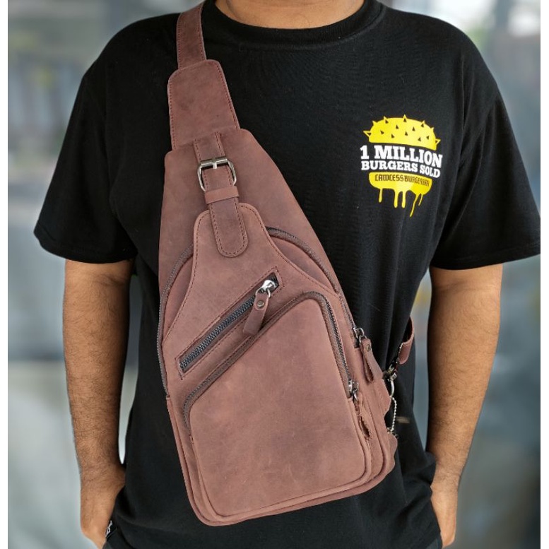 Tas kulit Asli Bodybag Vintage Crazy Horse