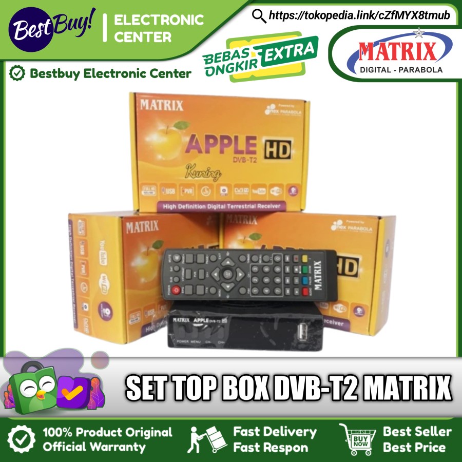 Set Top Box TV Digital Matrix Apple Kuning || Setop Box Matrix DVB-T2