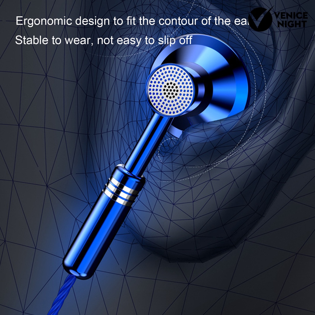 (VNEP) (Berkabel) Earbud Ergonomis Heavy Bass In-ear 1.2m Metal 3.5mm Wire Control Earphone untuk Musik