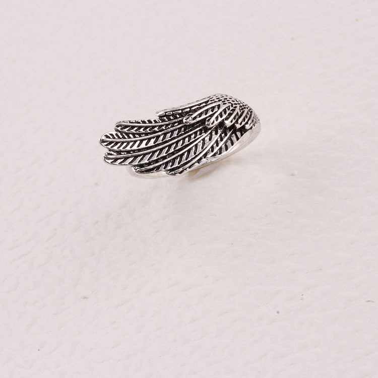 Cincin Bentuk Sayap Malaikat Bahan Alloy Gaya Retro Korea Untuk Pria Dan Wanita