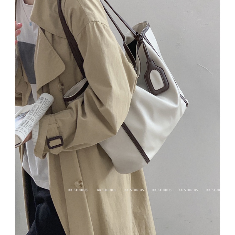 Suhao tas tangan wanita kapasitas besar 2022 baru trendi all-match tas bahu fashion mahasiswa kelas komuter tas jinjing