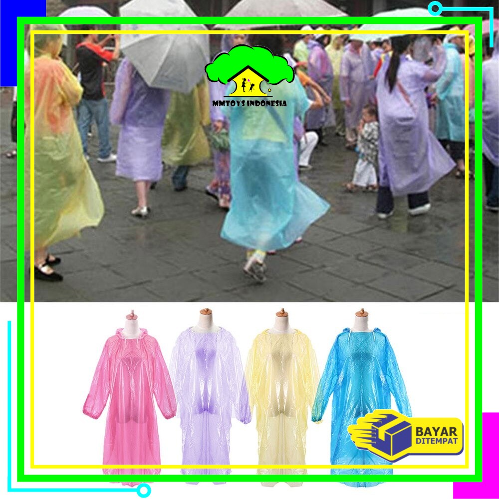 MI-C174 Jas Hujan Plastik Murah Sekali Pakai Disposable Raincoat Mantel Hujan Kantong Kresek Image 3