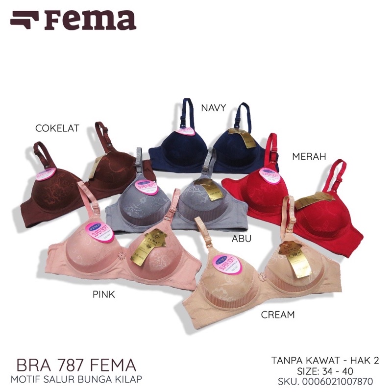 FEMA Ecer Bra BH 787 Tanpa Kawat Busa Tipis
