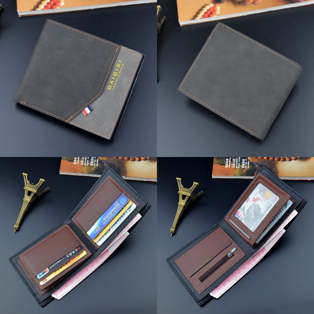 DOMPET LIPAT PRIA PREMIUM DAIQISI KULIT HITAM FLUX SLOT KARTU RESLETING UANG REMAJA COWOK SIMPLE KEREN BRANDED DISTRO LAKI DEWASA WA600B5 KEKINIAN MURAH