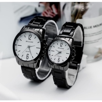 Jam Tangan Pria/Wanita/Couple Korea Style Bvlgai Polos Stainliss Steel