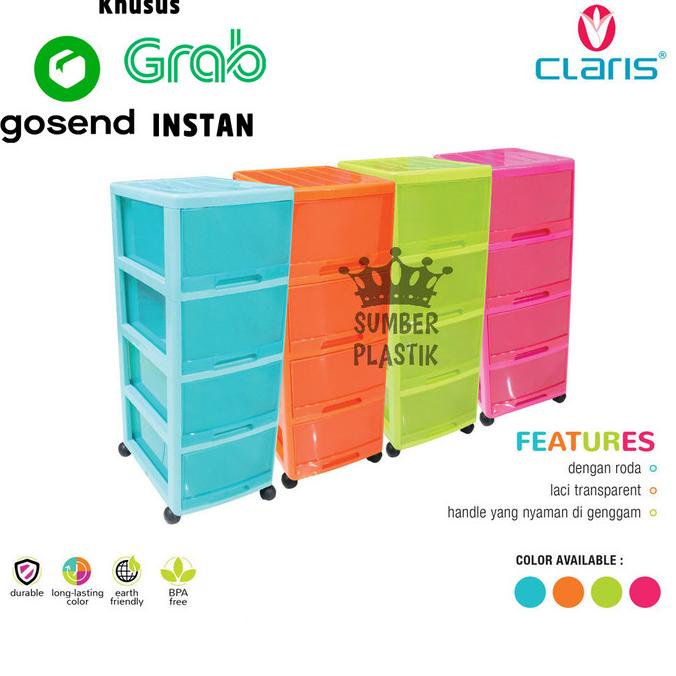 

Khusus GOJEK Lemari Plastik Cabinet Princia 5343 4L Claris 4 Laci stock ready