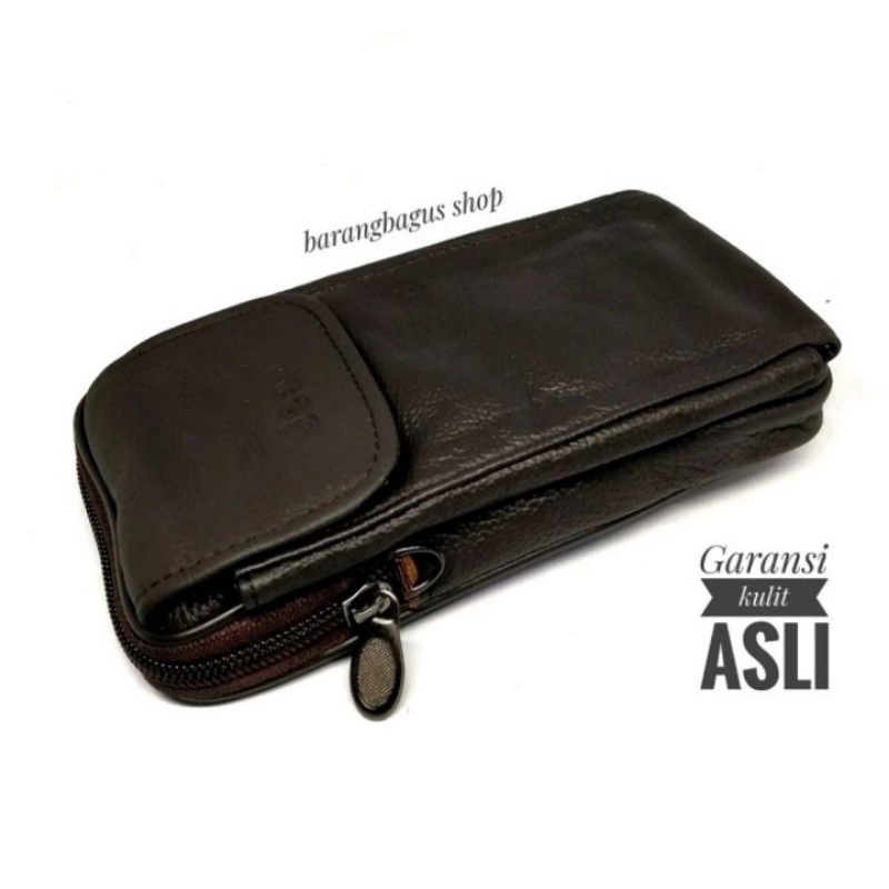 Dompet Tempat sarung Tas HP Kulit asli JEEP ( up to HP 6,8 inch)