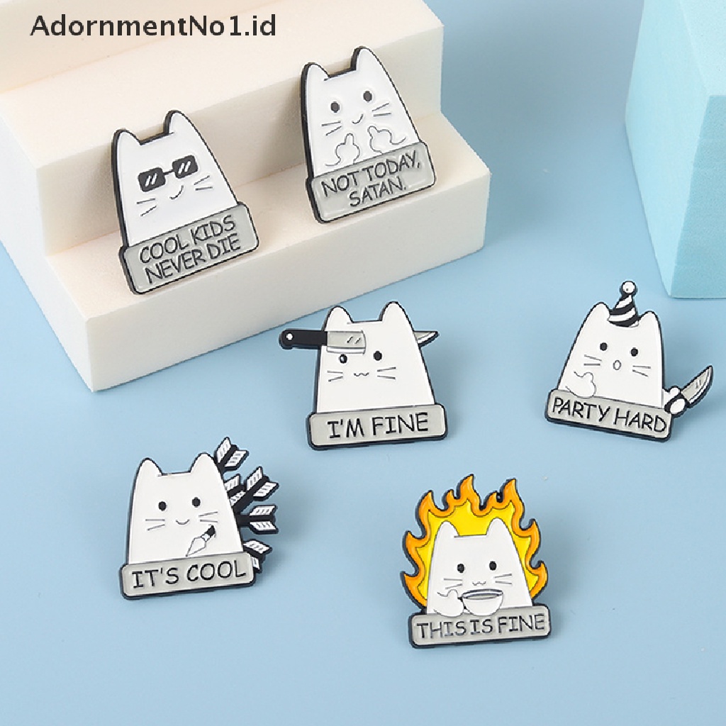 Bros / Pin Enamel Desain Kucing Kartun 1 | I 'M FINE Untuk Hadiah Anak