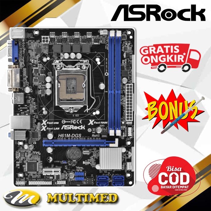 Motherboard Mobo Mainboard Soket LGA 1155 H61 DDR3 Merk Asrock