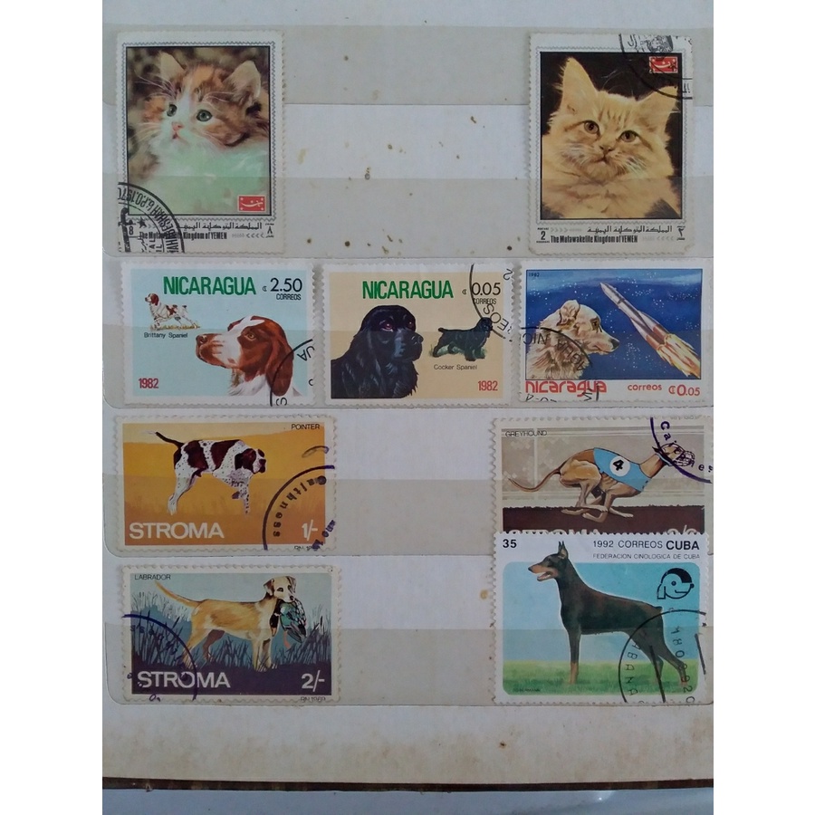 

prangko kucing dan anjing 9 lembar used