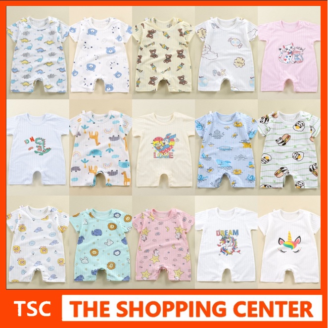 TSC -  Romper Bayi Laki-Laki perempuan Lengan Pendek Tulisan Baby Jumper Pakaian Bayi