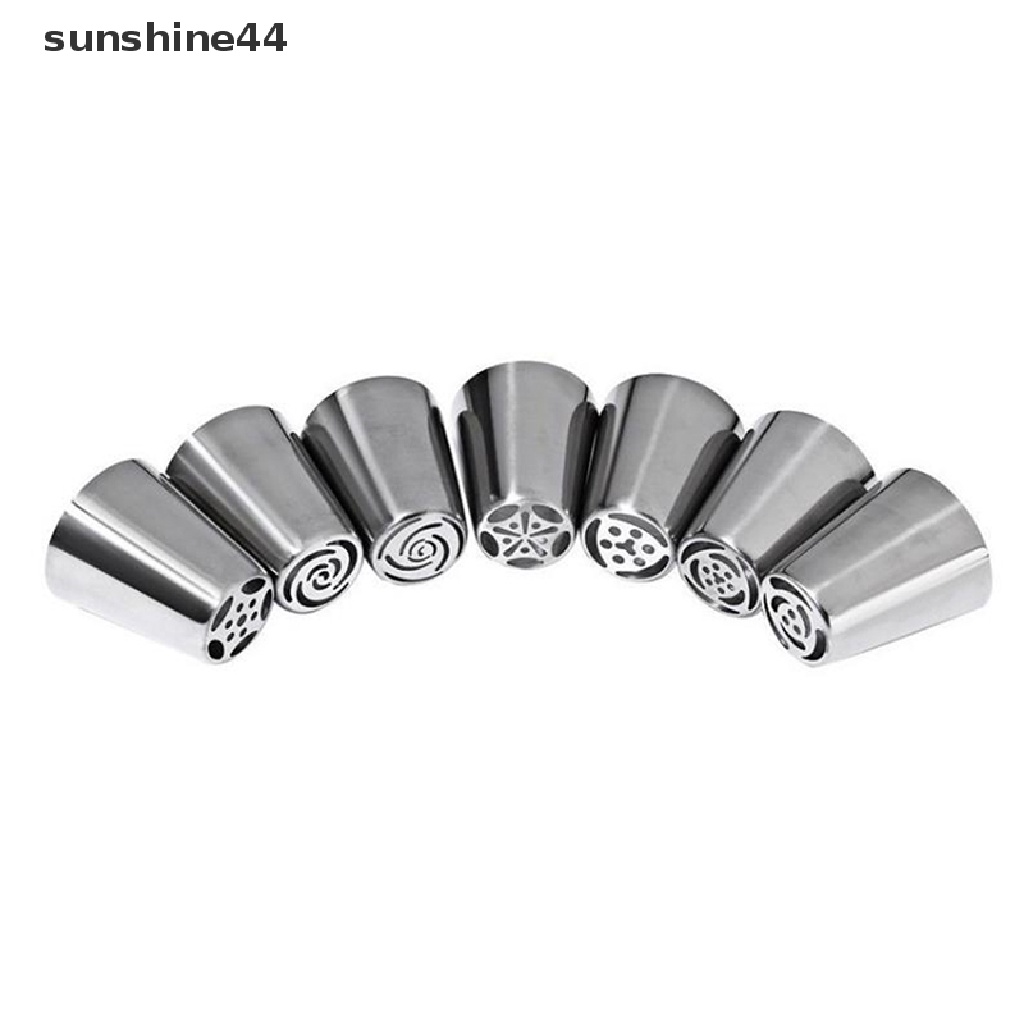 Sunshine 14pcs / Set Spuit Piping Rusia Bentuk Tulip Bahan Stainless Steel Untuk Dekorasi Kue