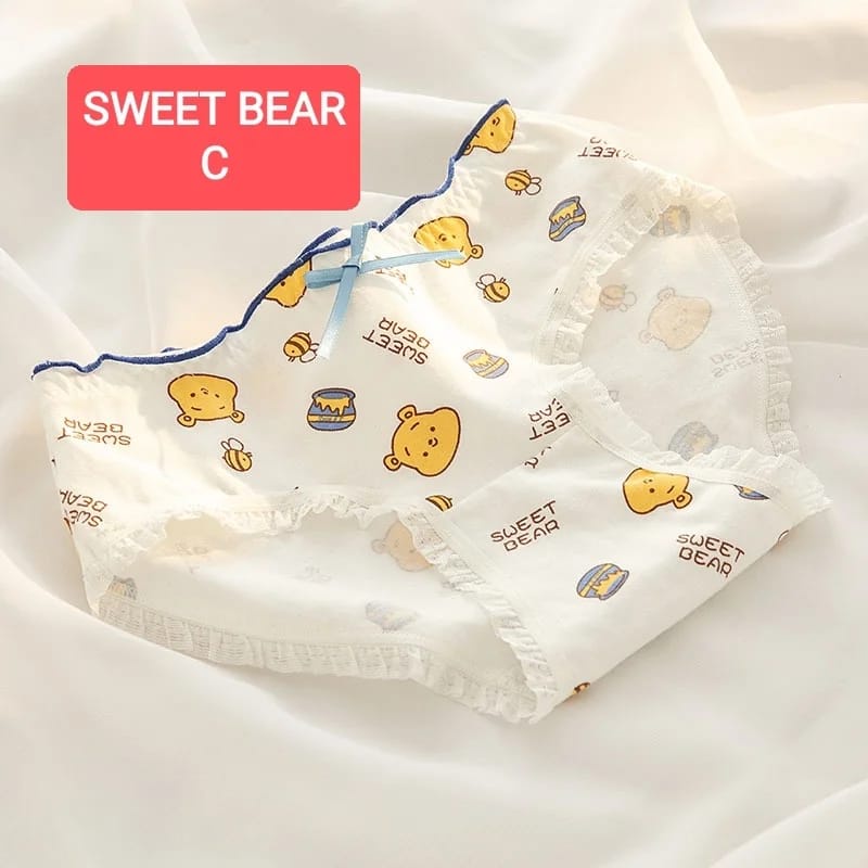 SWEET BEAR PANTIE CELANA DALAM REMANA ABG WANITA DEWASA IMPORT KATUN KOREA MOTIF LUCU ADEM NYAMAN