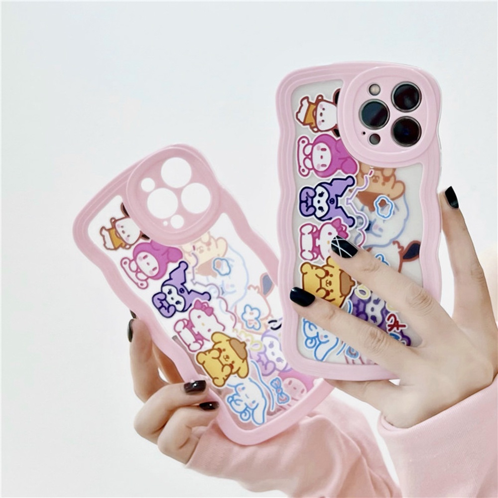 Soft Case Motif Kartun Gelombang Untuk 14 13 12 11 Pro Max 7 8 Plus XR X XS Max SE 2020 2022