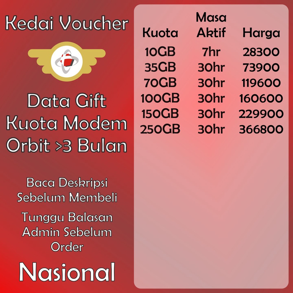 Paket Data Modem Telkomsel Orbit Non Promo