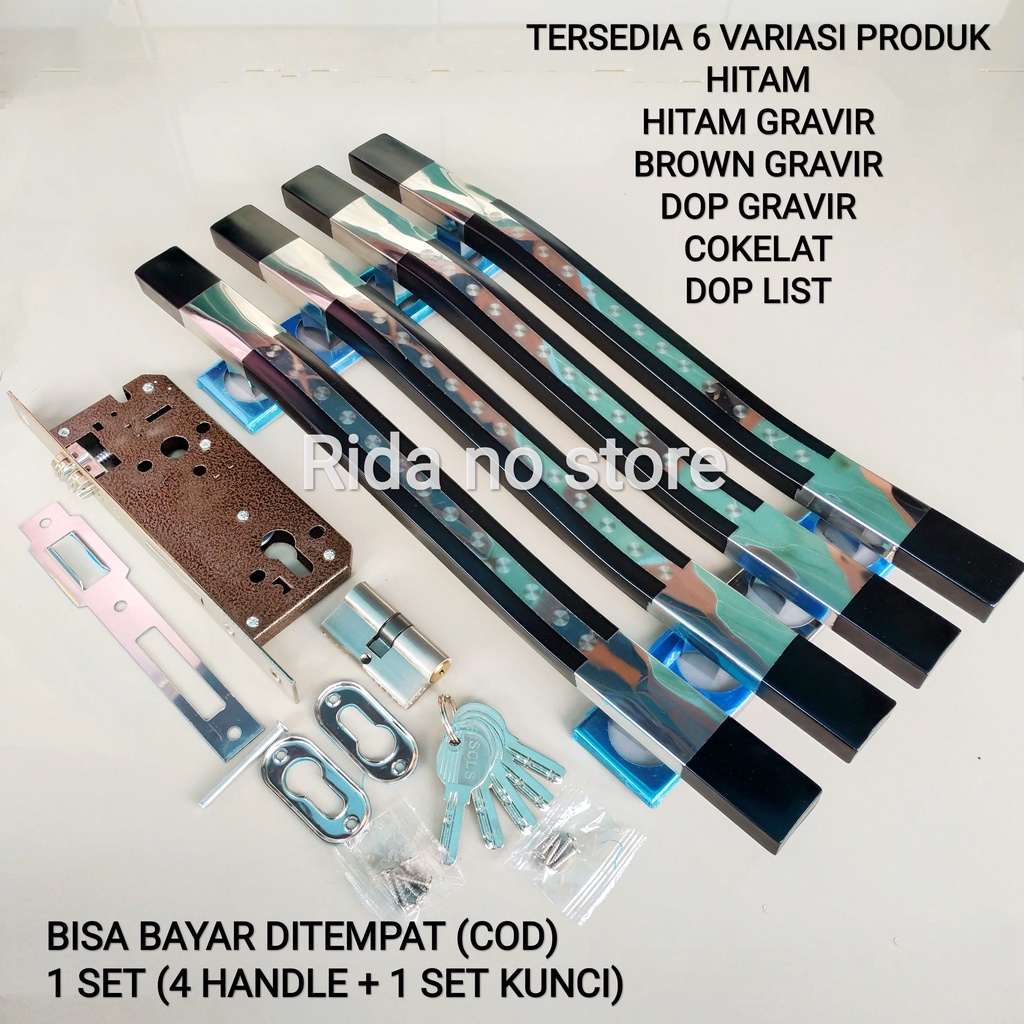 1 Set Paket Gagang Handle Pintu Rumah Minimalis 33 cm 45 cm Body Kunci Pellor Murah