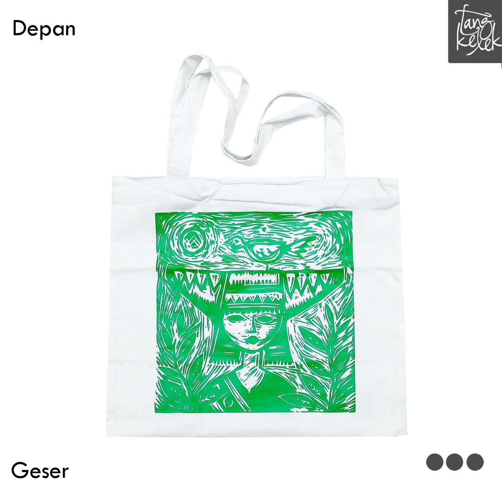 Tangkelek Tas Tote Bag Collaboration Syahrial Yayan Gadih Minang Warna Putih