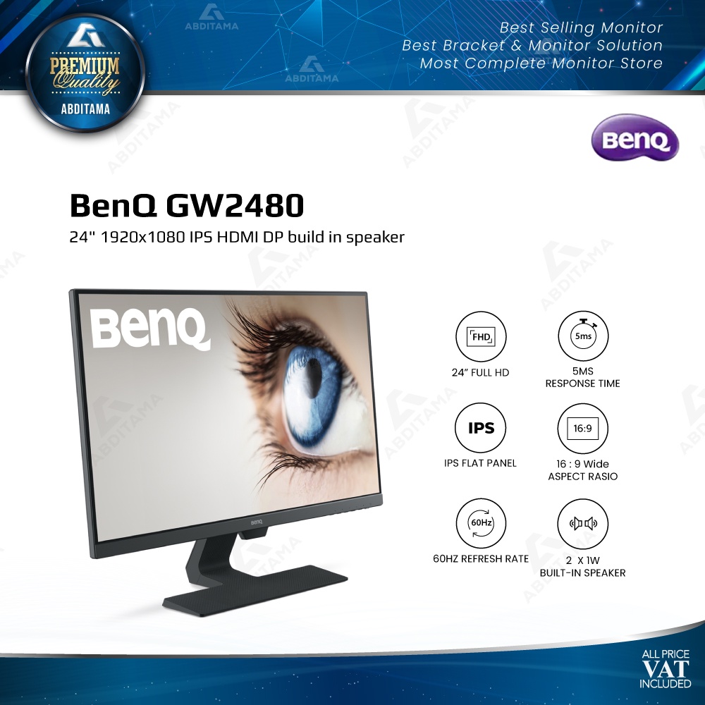 Monitor LED BenQ GW2480 24&quot; 1920x1080 IPS HDMI DP build in speaker