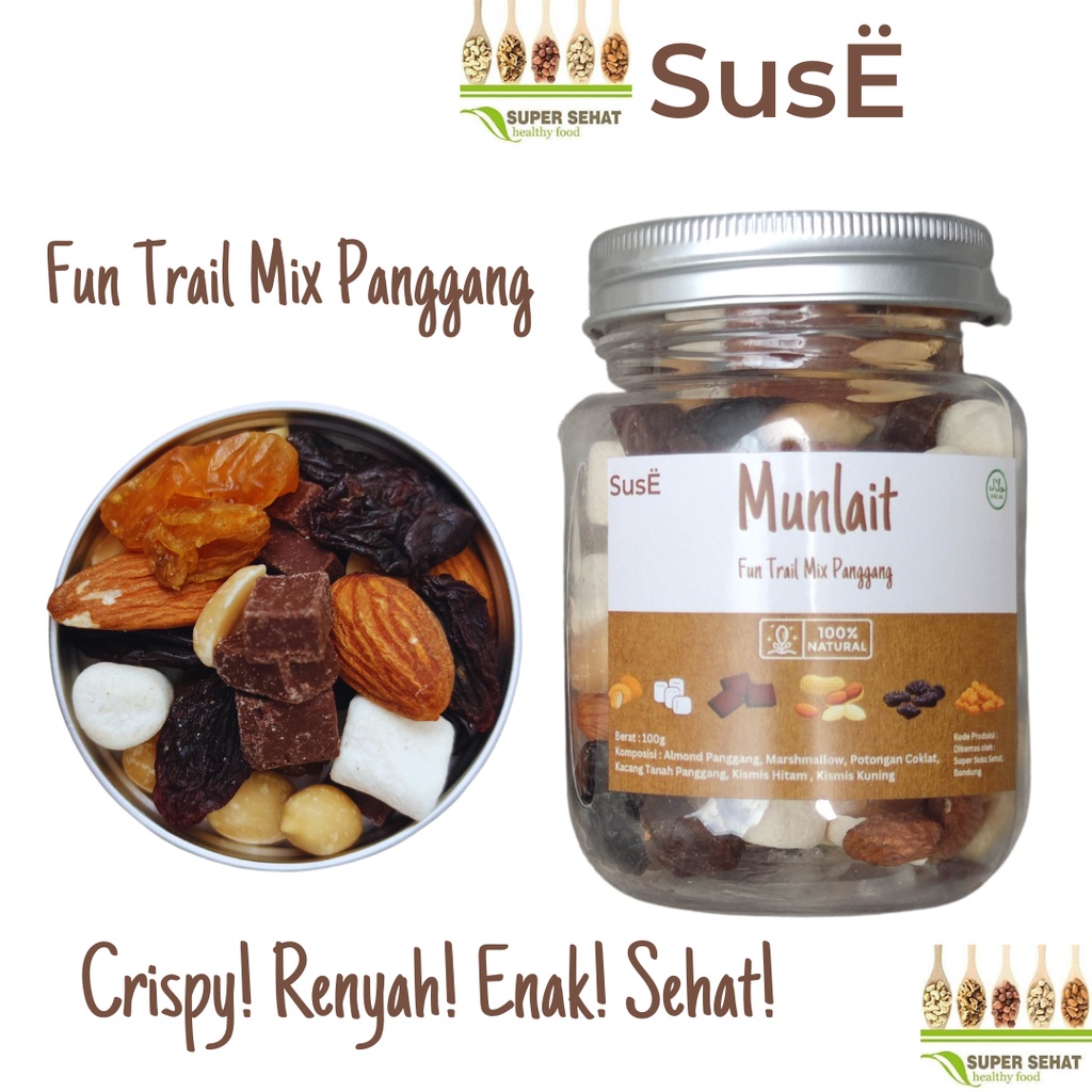 

SUSE Munlait Jar Fun Trail Mix Sarapan Sehat Camilan Diet Sehat Granola Jar Muesli Jar