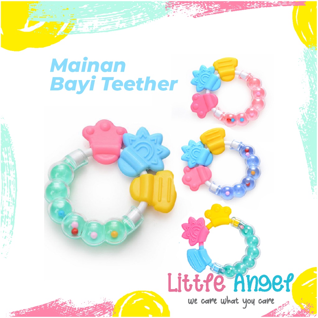 MAINAN GIGITAN GELANG BAYI WARNA BABY TEETHER MPASI KRINCINGAN Rattle Empeng Genggam Peralatan Bayi