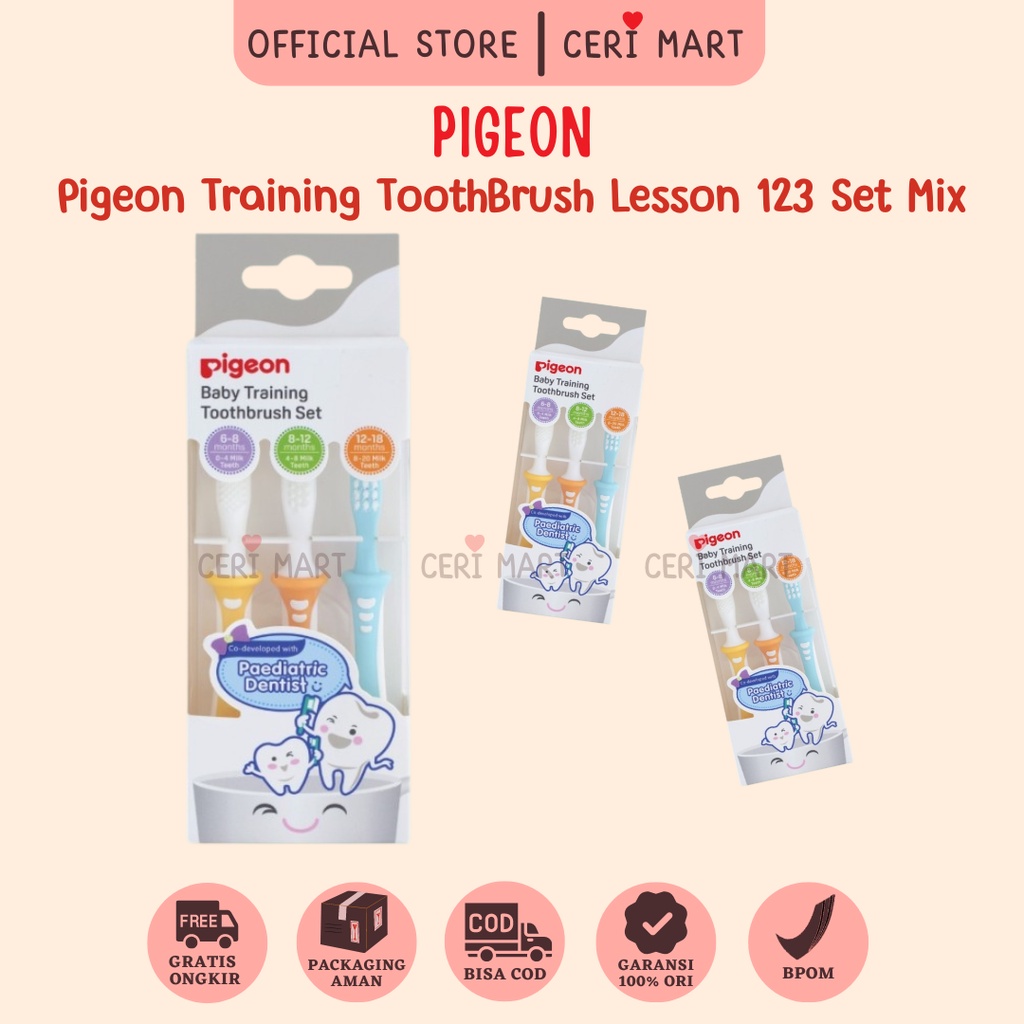 PIGEON TRAINING TOOTHBRUSH LESSON 123 SET MIX sikat gigi lengkap