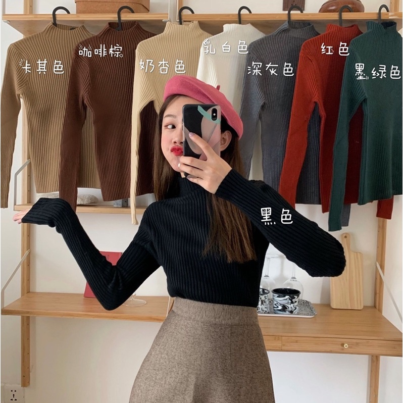 KNIT LONG SLEEVE PANJANG IMPORT WANITA TURTLE NECK MX715