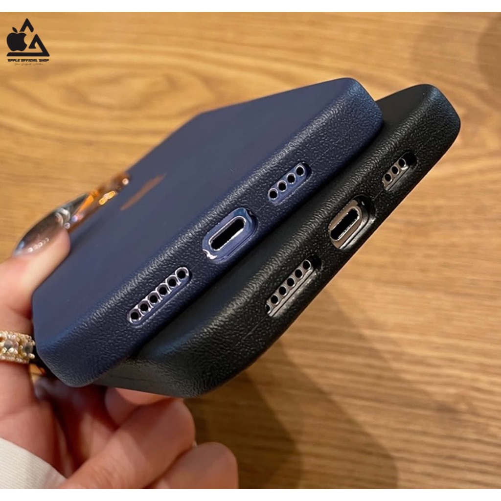 PREMIUM Leather Case Chrome iPhone 14 PLUS 14 PRO MAX 13 PRO MAX Series Softcase Krom Kulit Logo Apple Silikon Cover Bukan Hardcase