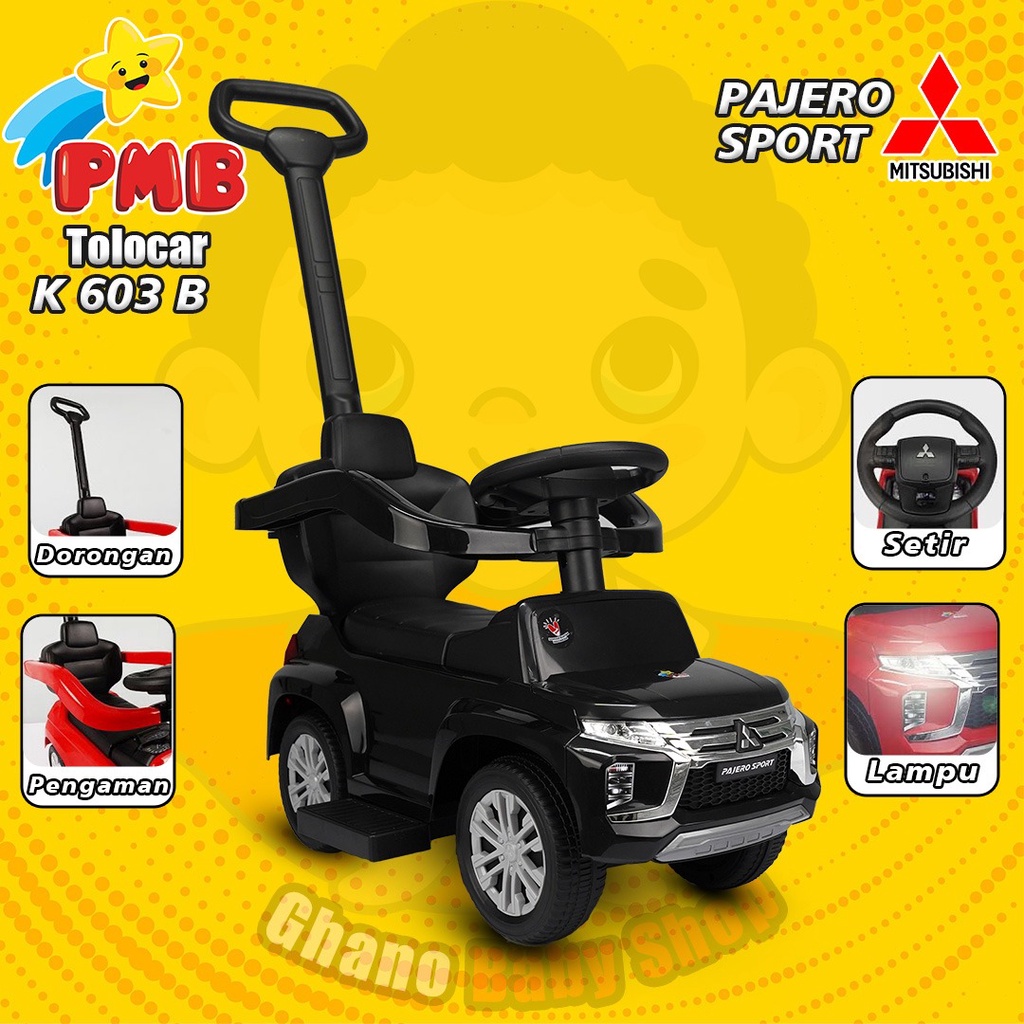 MAINAN ANAK + DORONGAN  K603B PAJERO SPORT//MOBIL DORONG ANAK ADA MUSIK DAN LINGKAR PENGAMAN