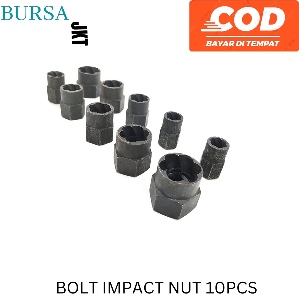 Impact Bolt set 10pcs Screw Remover Extractor Metal Box COD