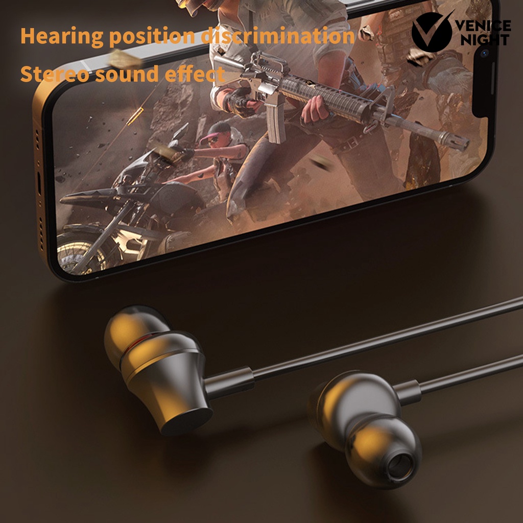 (VNEP) (Berkabel) YS6 Earphone HD-panggilan dengan Mikrofon Stereo Surround Kawat Kontrol Kebisingan-membatalkan Ponsel In-Ear Earbud untuk Rumah