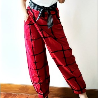 AMARA BATIK - CELANA LILIT SHIBORI / SHIBORI WRAP PANTS - RED MERAH HITAM LURIK