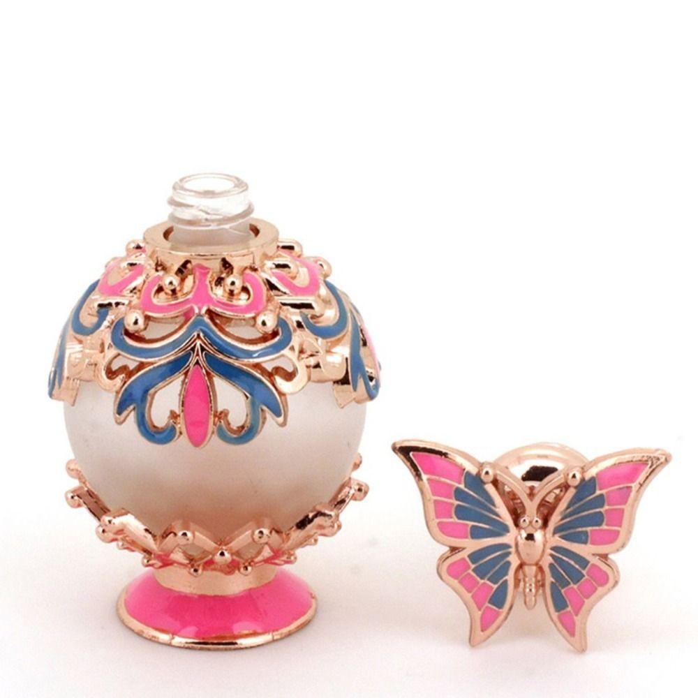 Rebuy Butterfly Botol Parfum Tutup Logam 15ml Vintage Botol Isi Ulang Wanita Gaya Arabian Antik Dekorasi Pernikahan Hadiah Botol Minyak Esensial
