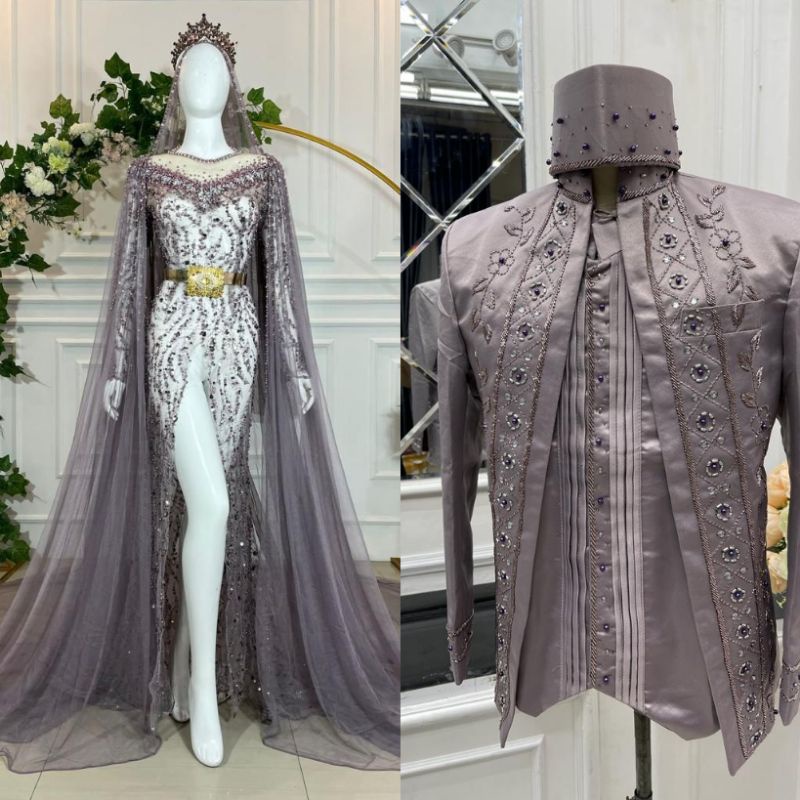 NEW GAUN PASANGAN SLIM DRESS PREMIUM//GAUN CANTIK  MEWAH BEREKOR DAN SET BESKAP BRIDAL KOMPLIT//  GAUN PENGANTEN MELAYU  // GAUN CAUPLE MODREN / GAUN DRESS WEDDING //GAUN SLIM MEWAH/GAUN MASA KINI