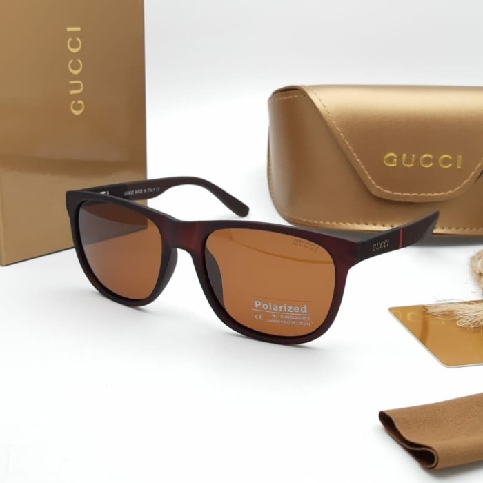 Kacamata GUCCI Sunglasses Polarized Anti Silau Pria Wanita Coklat 9438