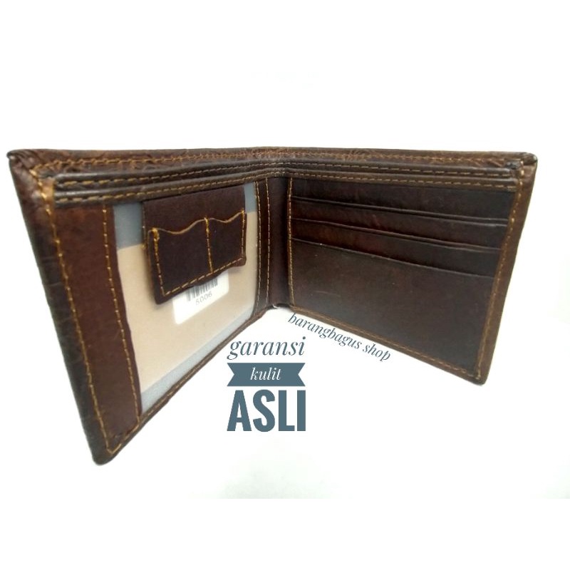Dompet Kulit asli Pria logo Burung Elang Model tiga Dimensi