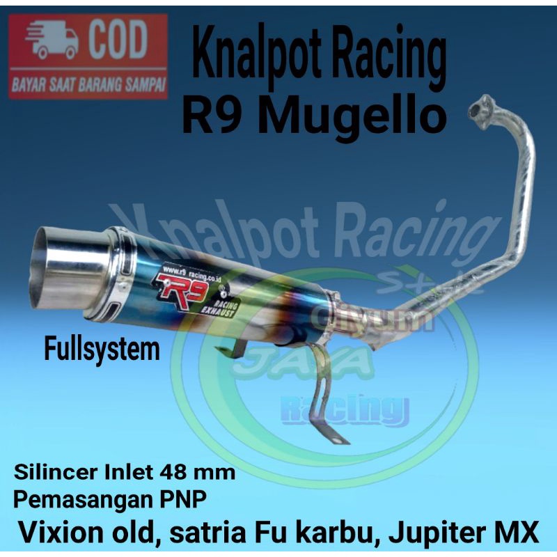 Knalpot Racing R9 Mugello Motor Vixion old, New, satria fu karbu, Jupiter MX