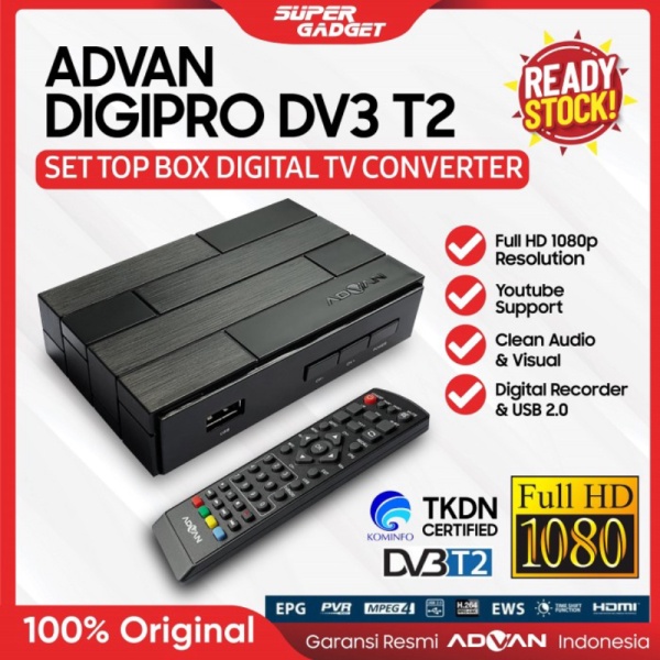 Set Top Box Advan DV3 T2 Digipro STB Antena TV Digital Wifi Murah