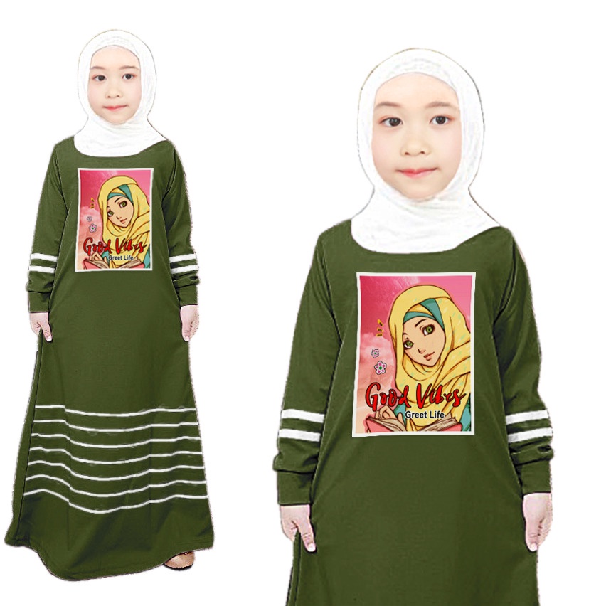 RILLO - Gamis Dress Anak Good Vibes Usia 3-12 tahun