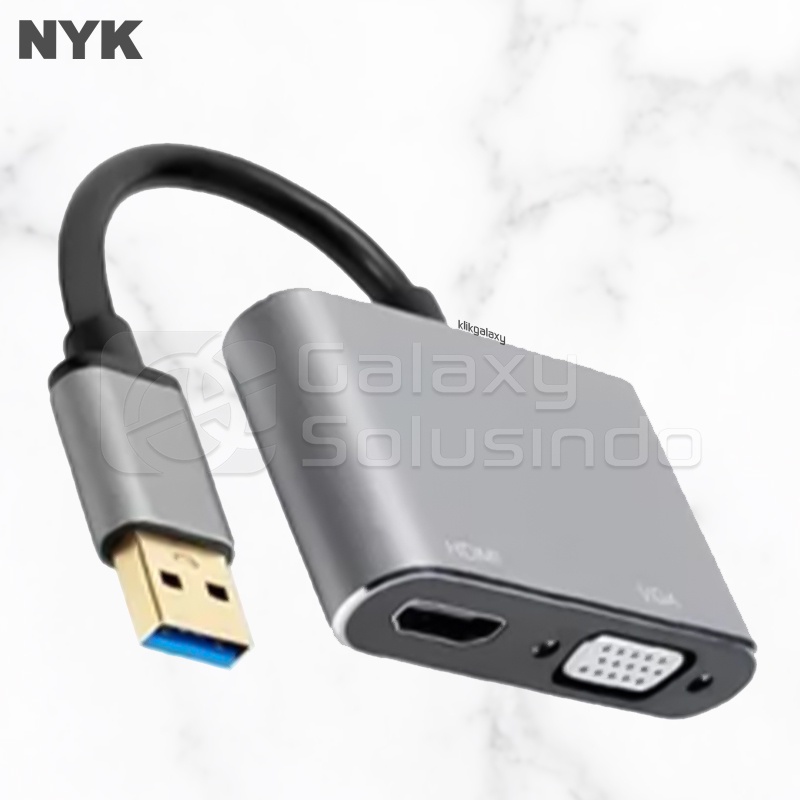 NYK USB 3.0 To HDMI + VGA 2 In 1 Converter