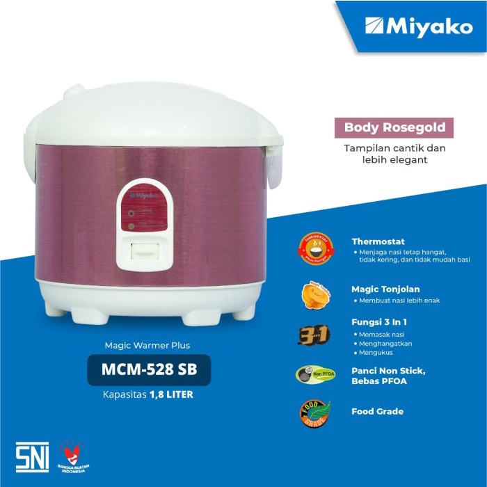 Jual Miyako MCM 528 SB Rice Cooker Magic Com 3 In 1 1.8 Liter | Shopee ...